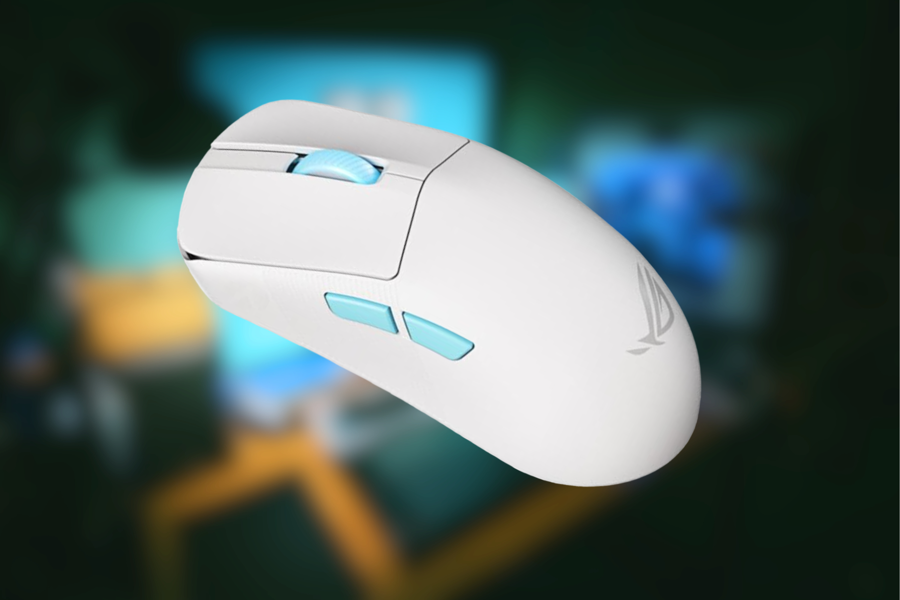 ASUS ROG Harpe Gaming Wireless Mouse on blurred background 