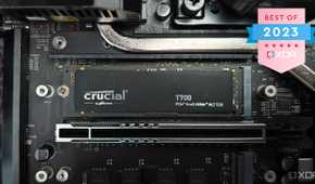 Crucial T700 SSD installed with the Best of 2023 XDA badge in the top right