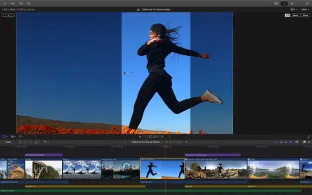 Final cut pro showing video cropping tools