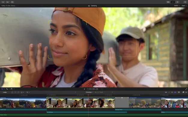 Final cut pro focusing on a person's face