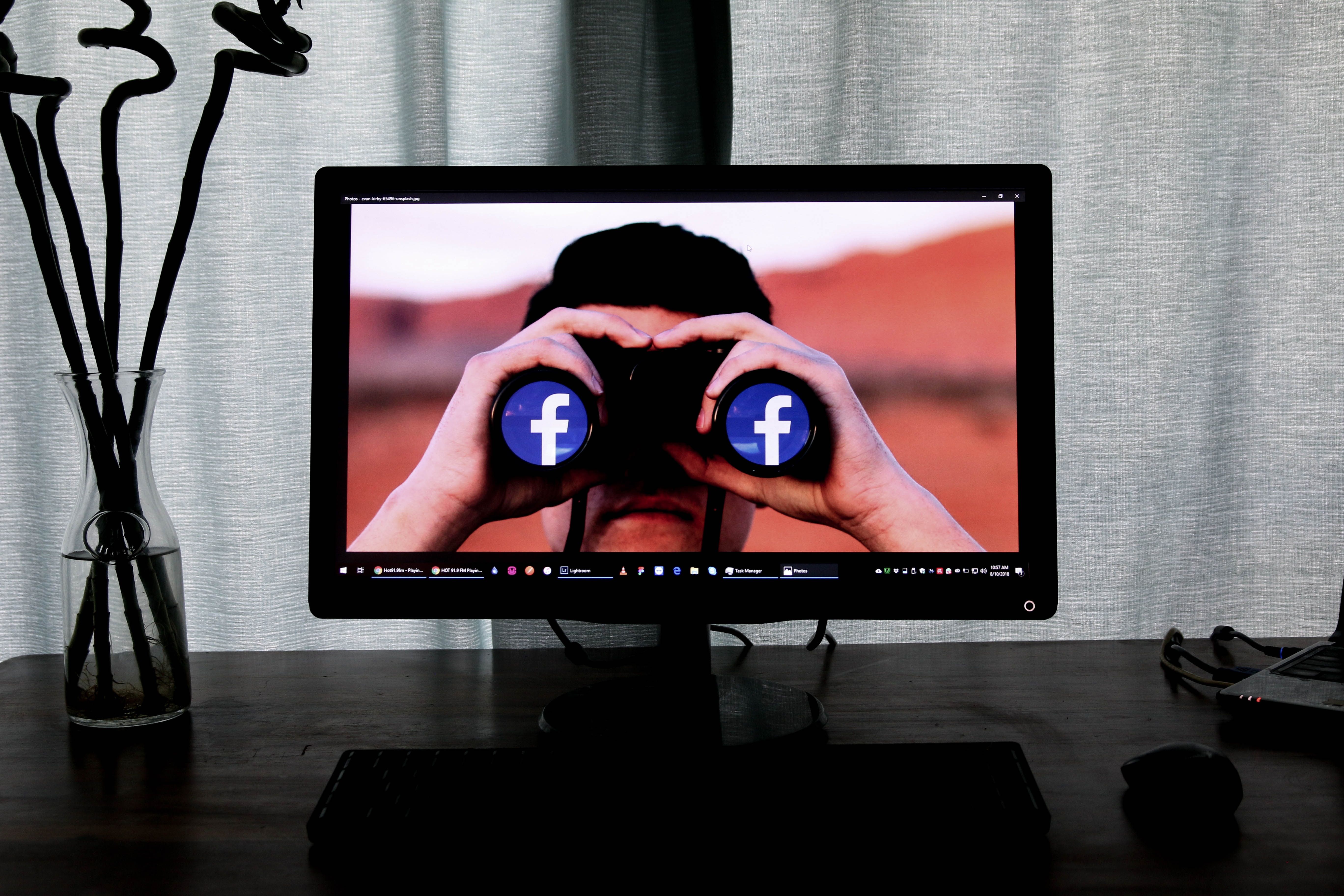 An image of Facebook Logos on a desktop screen.