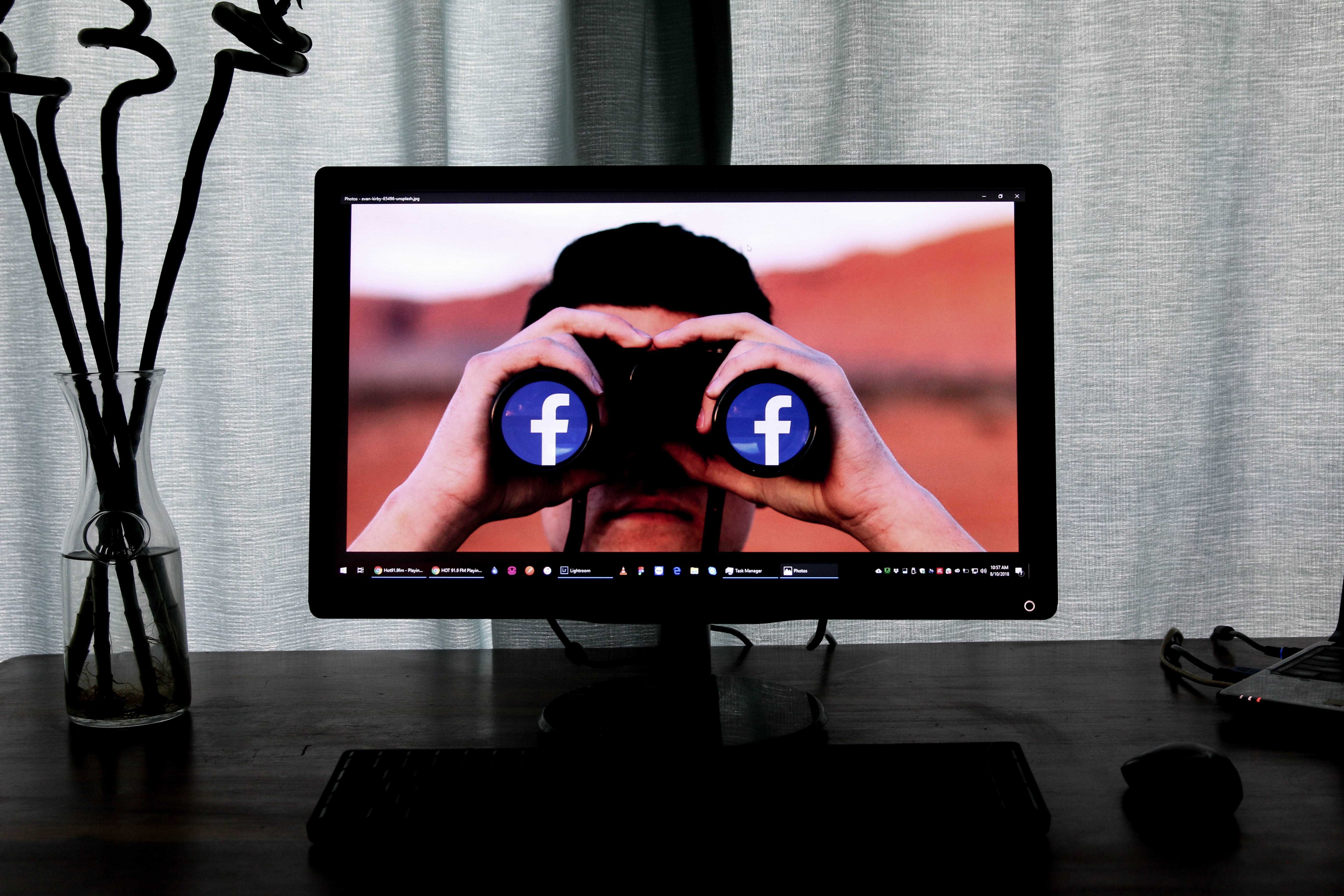 An image of Facebook Logos on a desktop screen.