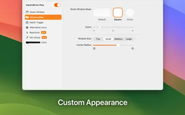The setting changes in HandMirror preferences.