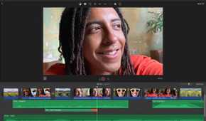 iMovie on Mac showing audio tracks being synced to video footage