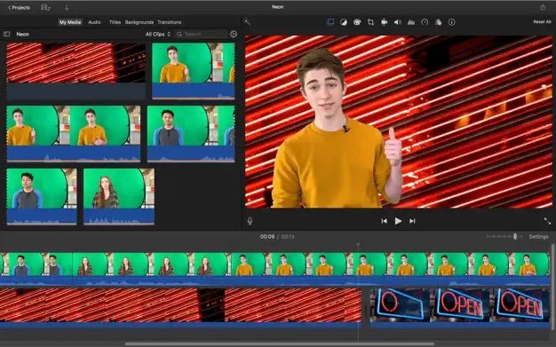 iMovie green screen effects applied