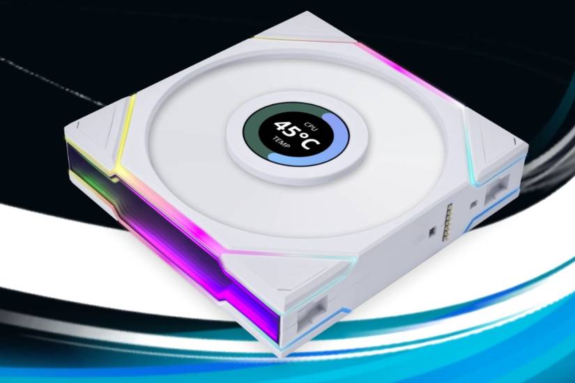 A render showing the Lian Li UNI fan TL LCD case fans.