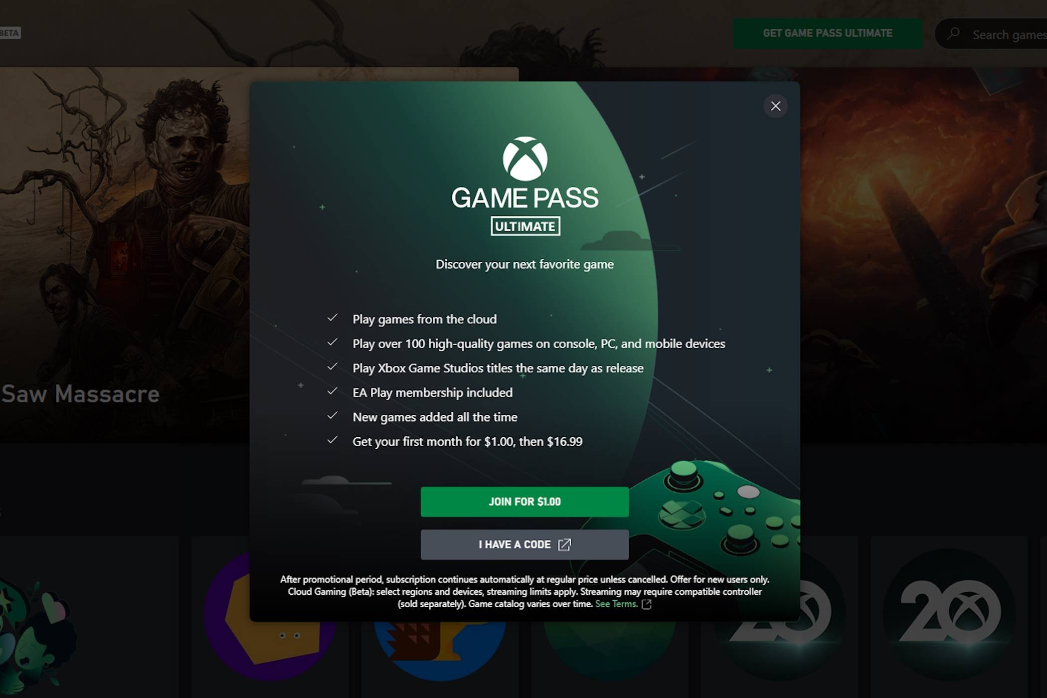 The Xbox Game Pass's pricing plan