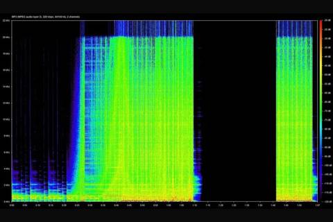 A render showing an MP3 320kbps wave diagram.