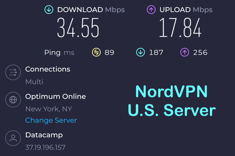 NordVPN US speed test