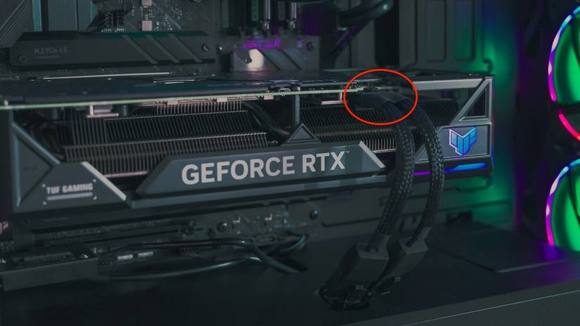 Nvidia GeForce RTX GPU with PCIe power cables connected