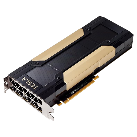 render of an nvidia tesla v100 graphics card from an angle