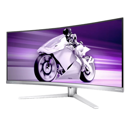 A PNG render of the PHILIPS Evnia viewed from an angle on a transparent background.