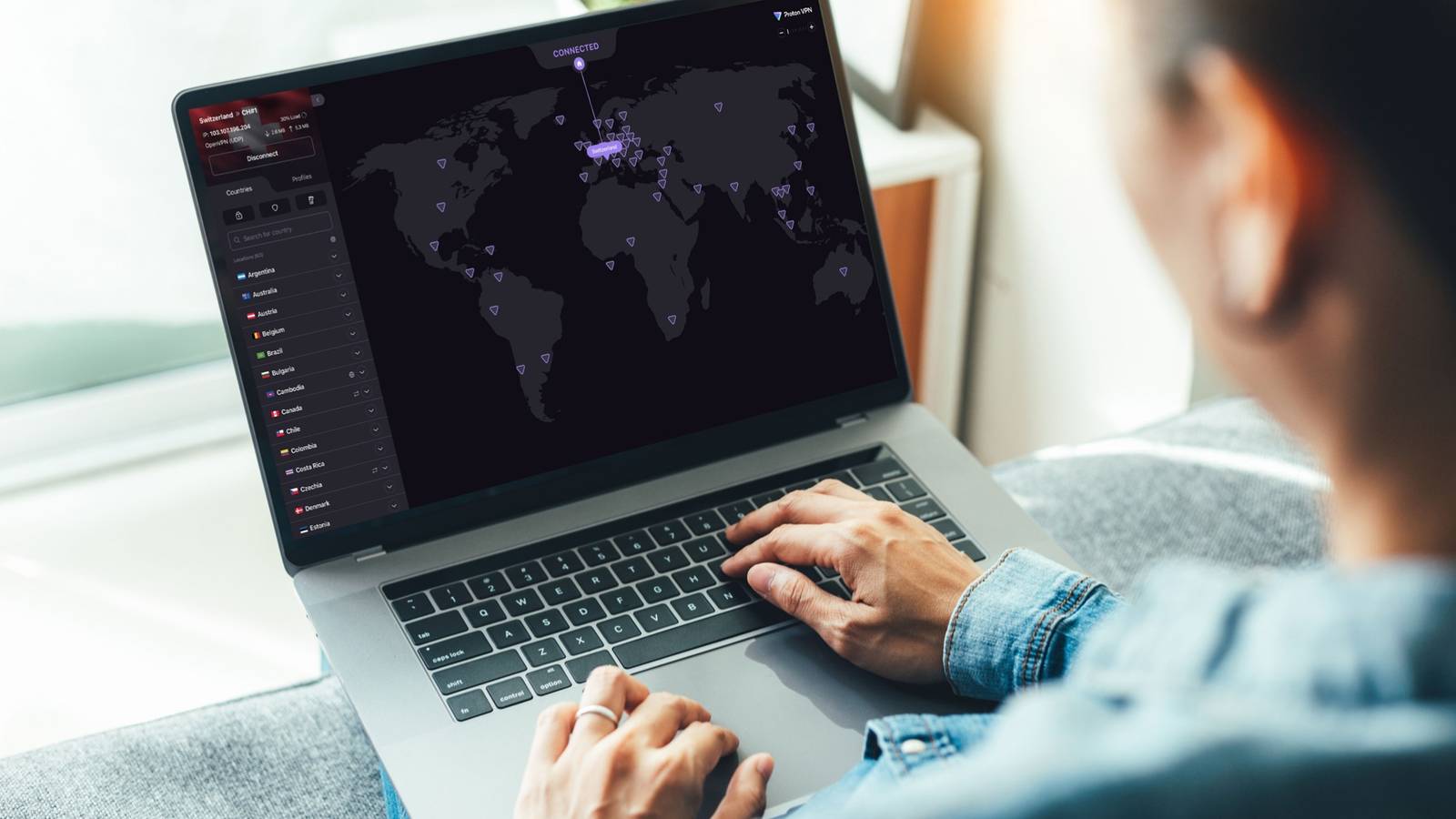 ProtonVPN Windows app on laptop