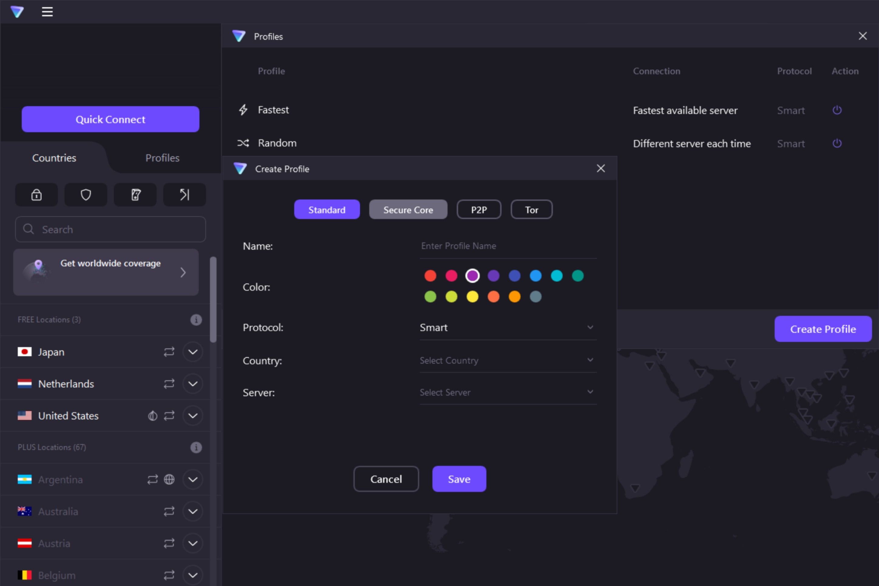 ProtonVPN profile creation on Windows