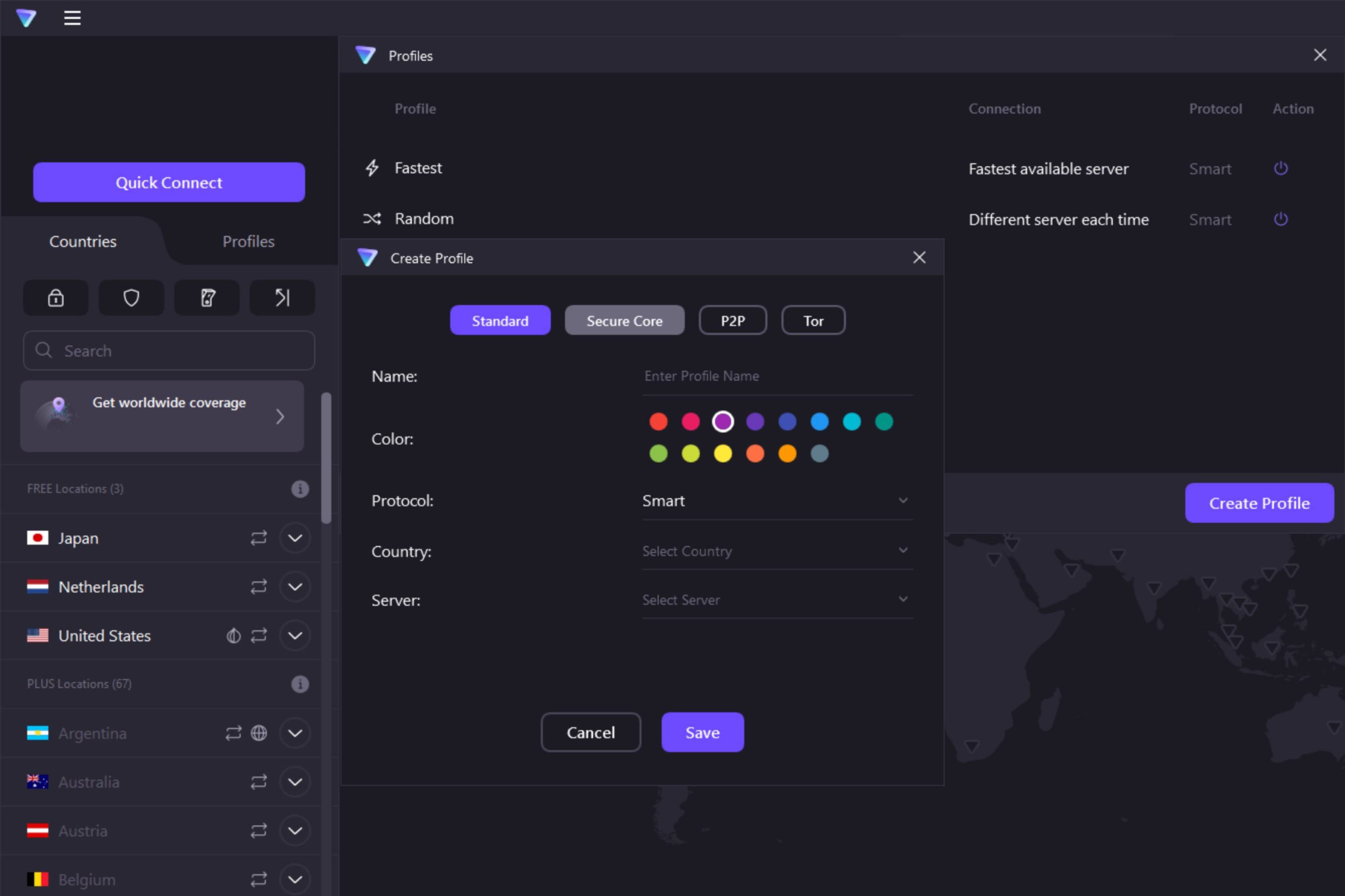 ProtonVPN profile creation on Windows