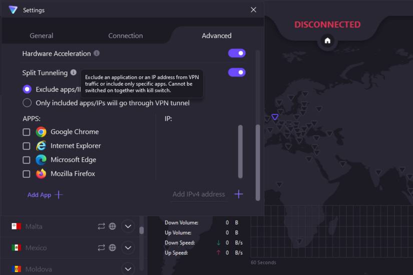ProtonVPN advanced split tunneling on Windows