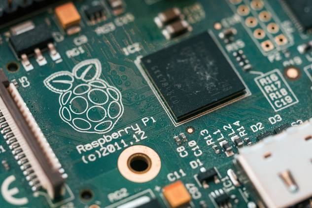 A raspberry pi motherboard