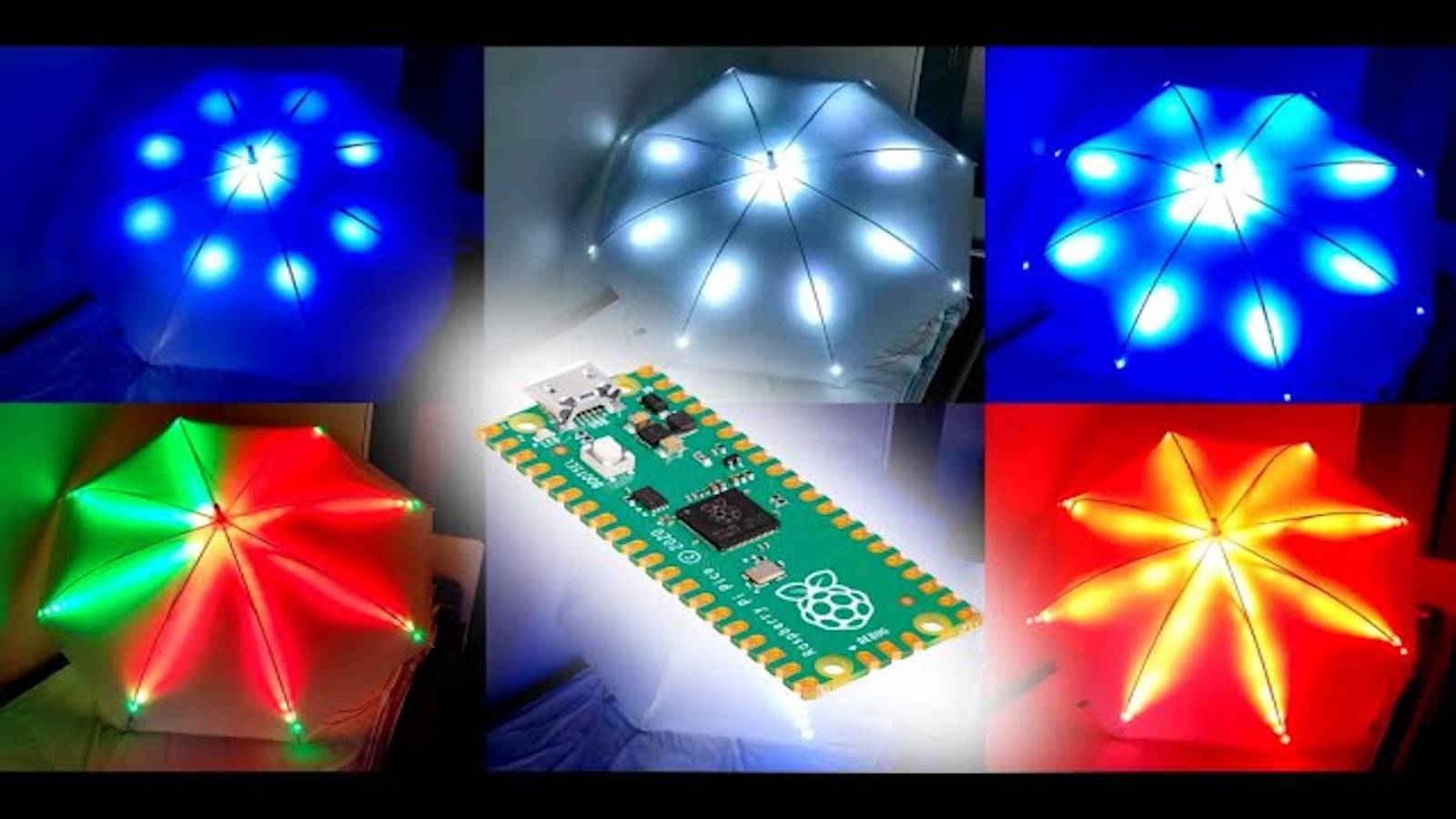 This Raspberry Pi Pico-Powered umbrella lights up those gloomy days