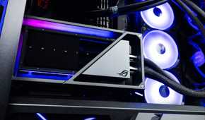 An image showing an ROG Matrix Platinum GeForce RTX 4090 graphics card installed on a PC.
