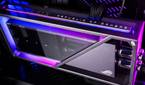 An image showing an ROG Matrix Platinum GeForce RTX 4090 graphics installed on a PC with RGB lights.