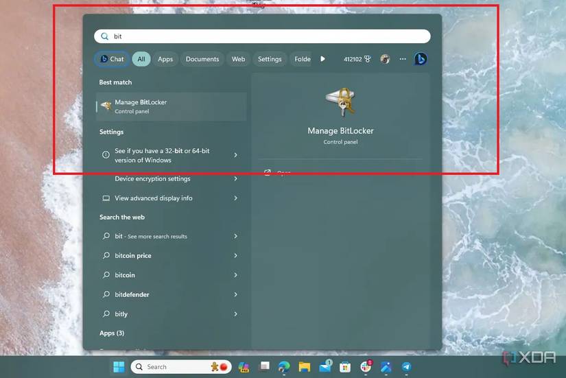  A screenshot of BitLocker options in Windows 11