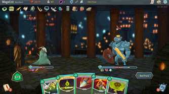 A battle scene with cards showing in the game Slay the Spire.