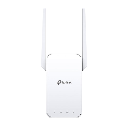 White TP-Link RE315 Wi-Fi 5 AC1200 range extender, front view