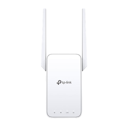 White TP-Link RE315 Wi-Fi 5 AC1200 range extender, front view