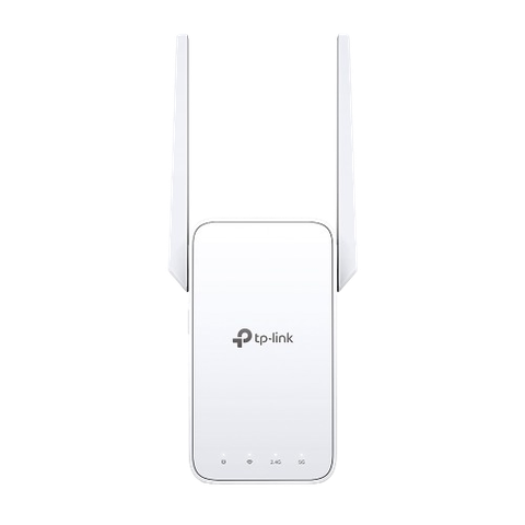 White TP-Link RE315 Wi-Fi 5 AC1200 range extender, front view