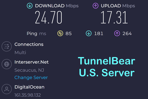 TunnelBear US speed test