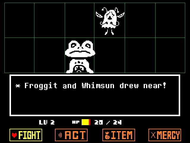 A photo of a frog character in the game Undertale.