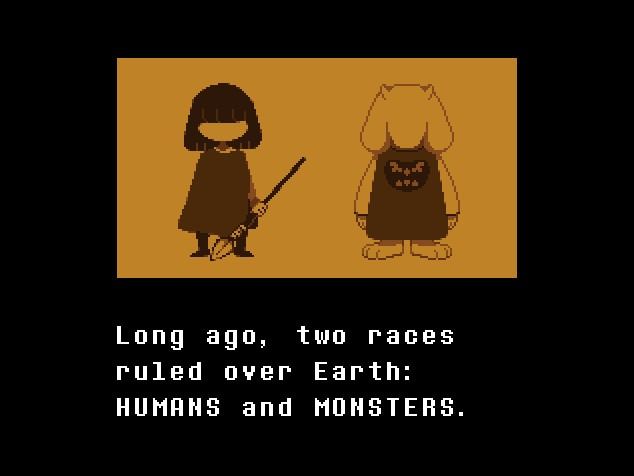 An image showing humans and monsters as part of the story in the game Undertale.