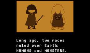 An image showing humans and monsters as part of the story in the game Undertale.