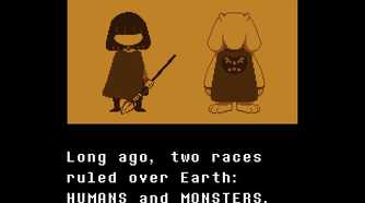 An image showing humans and monsters as part of the story in the game Undertale.