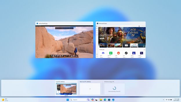 The option to disconnect from a WIndows 365 machine in the taskbar