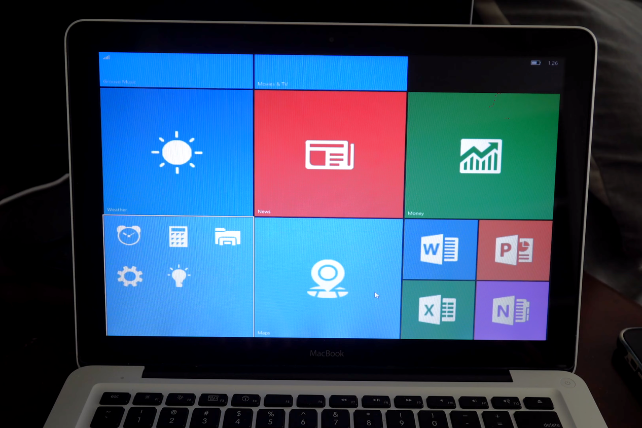 Screenshot of a MacBook running Windows 10 Mobile