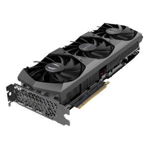 render of zotac gaming geforce rtx 3090 trinity oc graphics card seen from an angle
