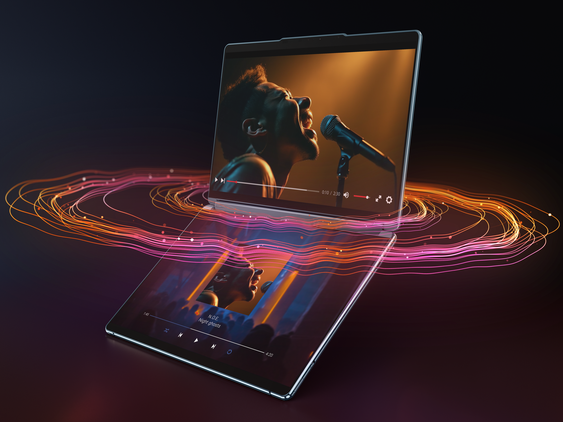 A photo of the 360 degree speakers on the Yoga Book 9i