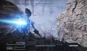 An in-game screenshot of Armored Core 6 depicting motion blur