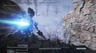 An in-game screenshot of Armored Core 6 depicting motion blur