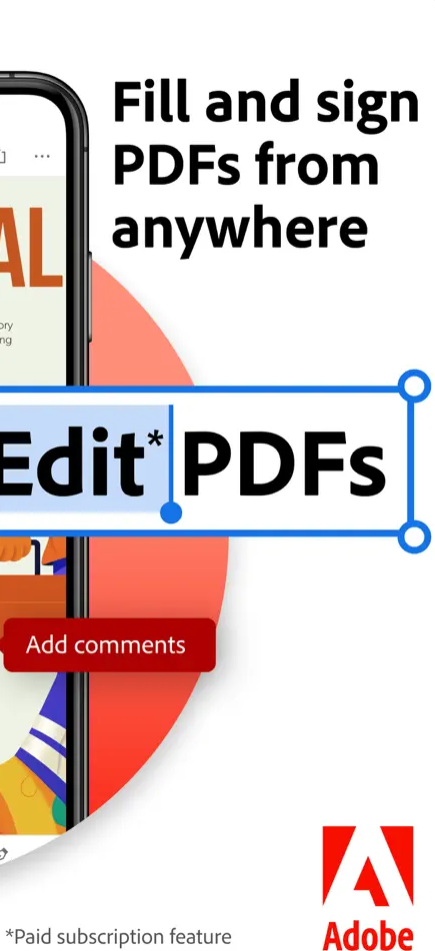 A promotional screenshot for editing PDFs in Adobe Acrobat Reader.