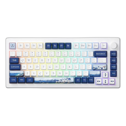 front facing image of the AKKO MOD007B-PC Santorini with RGB lighting