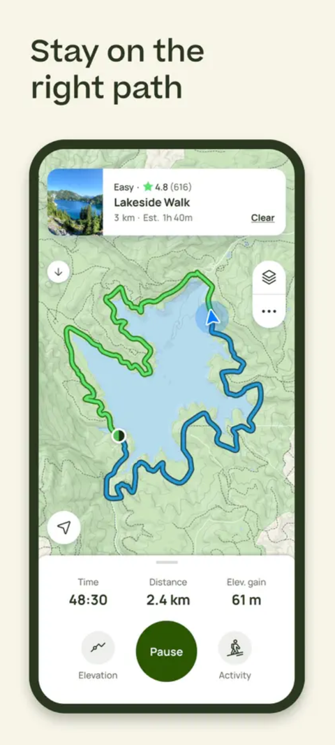 A trail map in AllTrails.