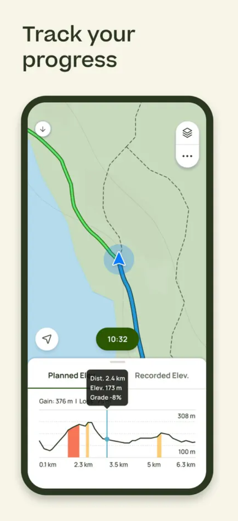 Trail progress in AllTrails.