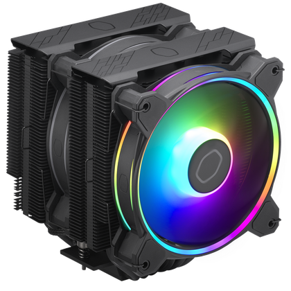cooler master hyper 622 halo black in black color with two RGB fans