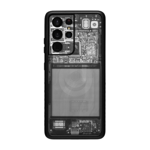A render showing the dbrand Grip case installed on a Galaxy S21 Ultra.