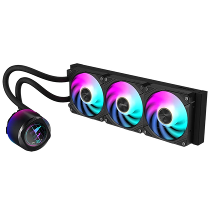 gigabyte auros waterforce x ii 360 in black color with rgb fans