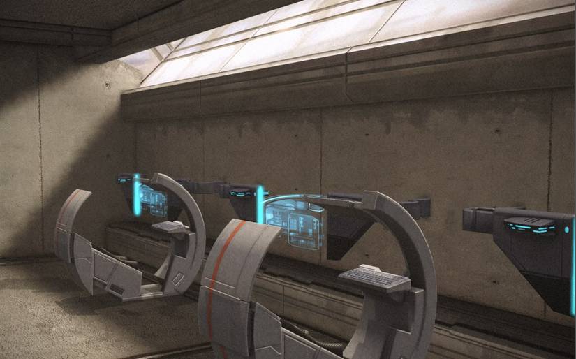 A screenshot of Mass Effect depicting the film grain filter