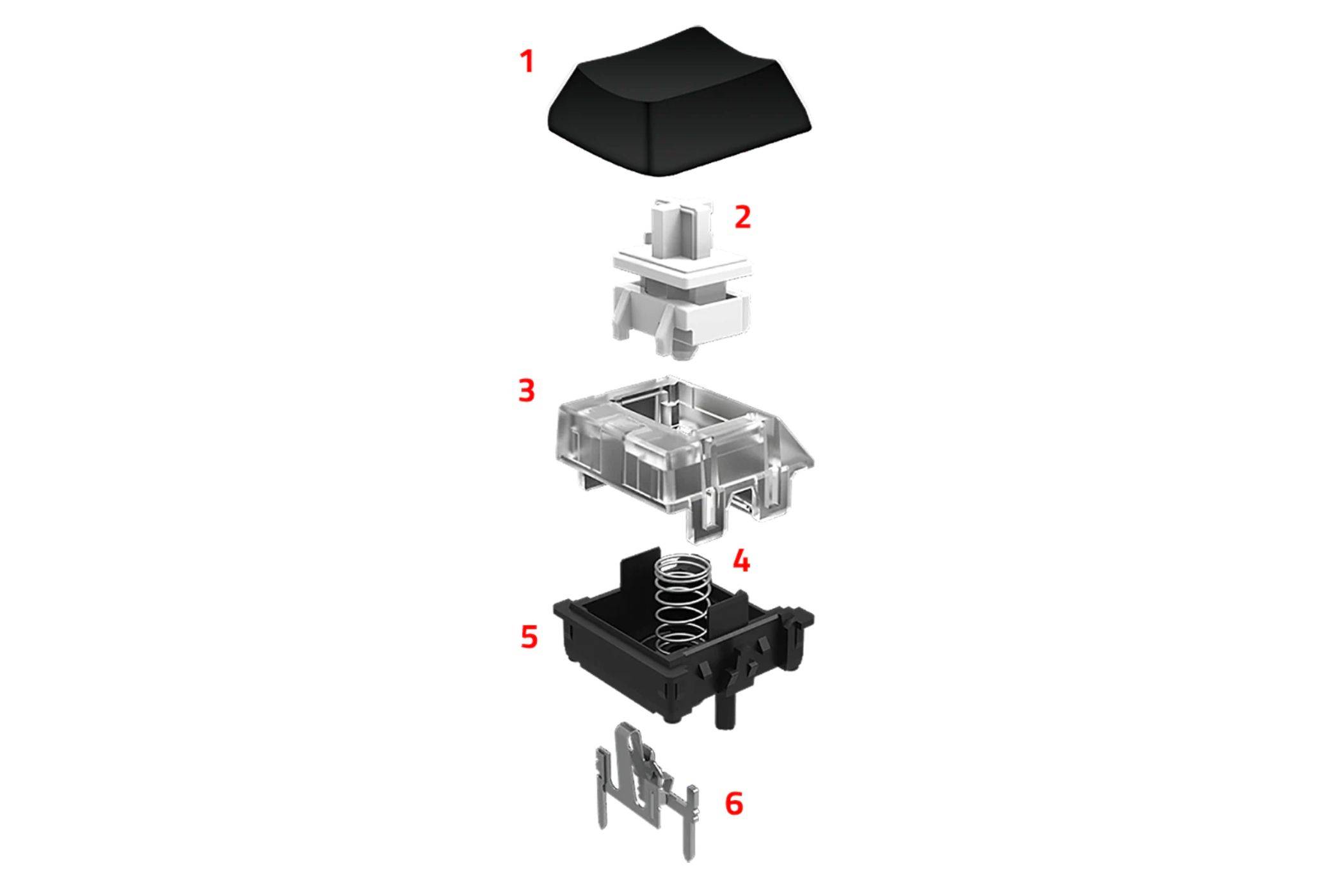 An image showing different components of a mechanical keyboard switch.
