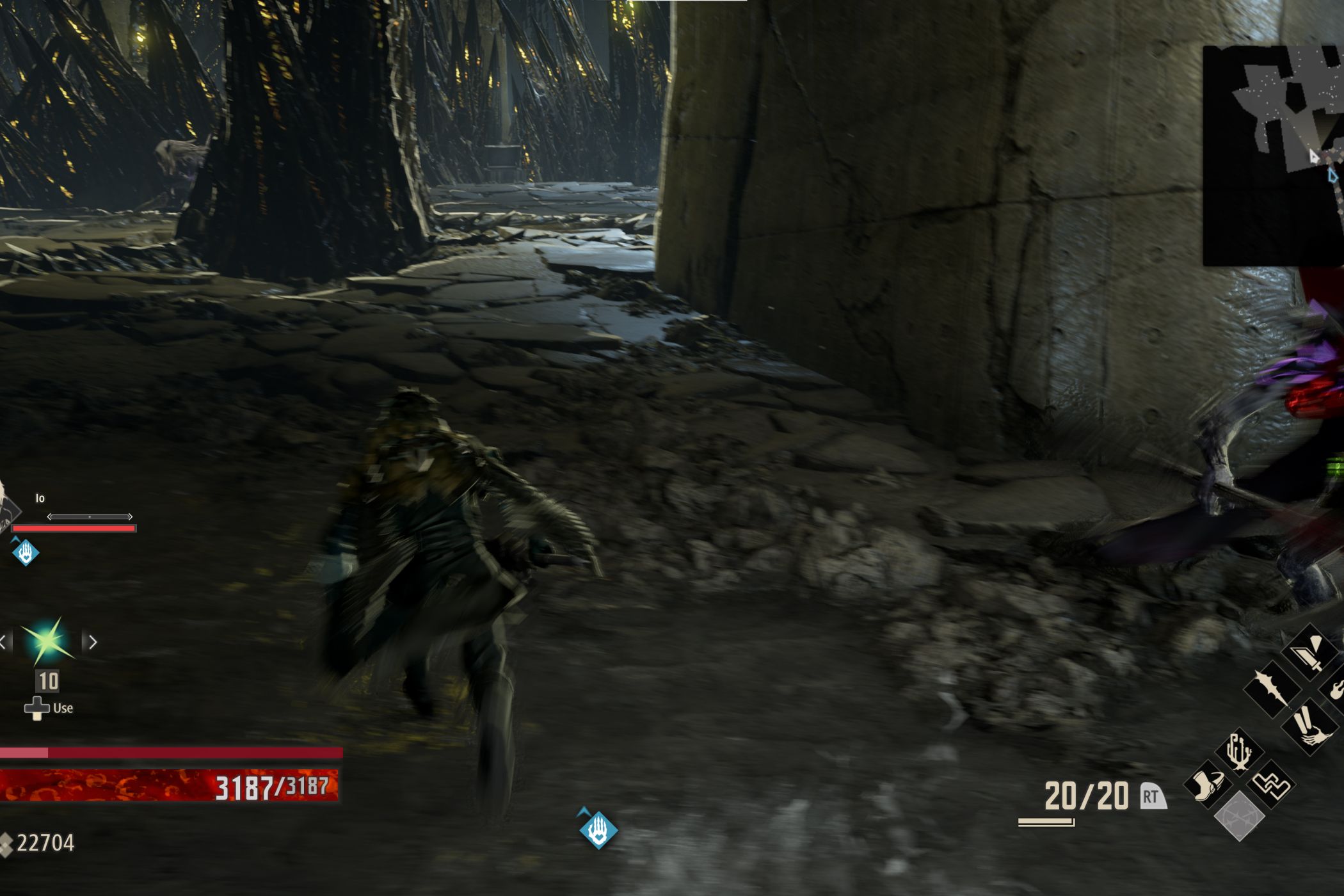 A screenshot of Code Vein depicting motion blur